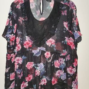 Flower short sleeved blouse